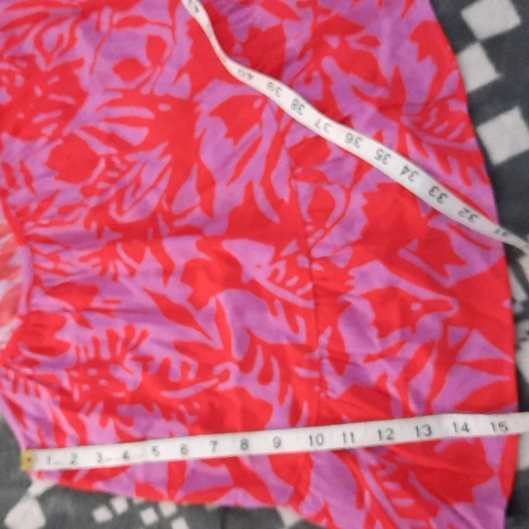 Loft NWT Red Lilac Tropical Print Halter Baby Doll Strappy Rayon Top Size XSmall - Picture 9 of 9